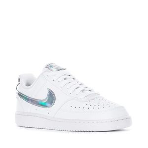 Nike Court Vision Low Sneaker in White / Metallic Silver